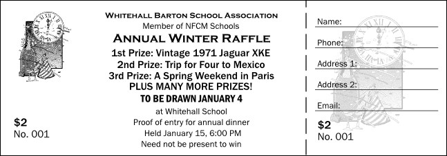 Black and White New Year's Raffle Ticket Product Front