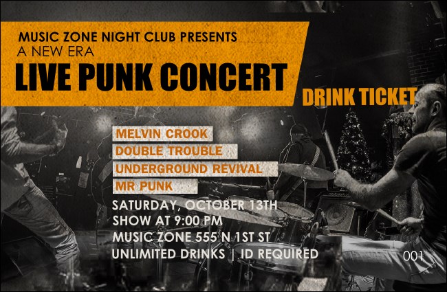 Punk Rock Drink Ticket