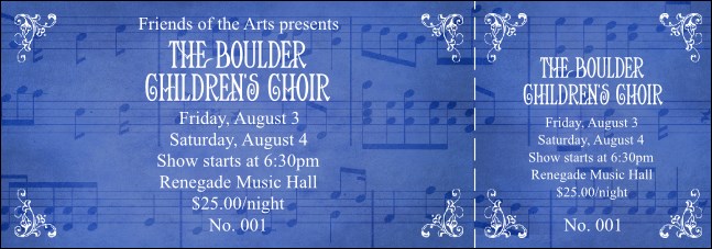 Choral Blue Event Ticket Product Front