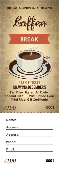 Coffee Raffle Ticket Product Front
