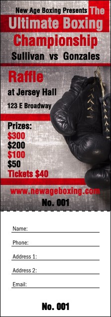 Boxing Gloves Raffle Ticket