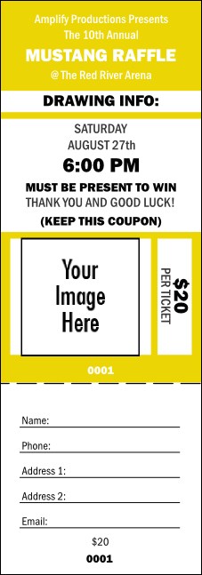 Your Image Raffle Ticket 001 Yellow Product Front