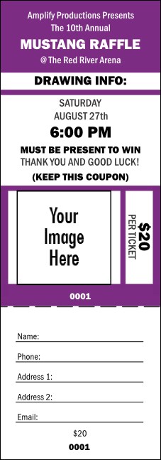Your Image Raffle Ticket 001 Purple Product Front