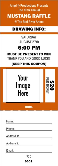 Your Image Raffle Ticket 001 Orange Product Front