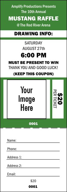 Your Image Raffle Ticket 001 Green