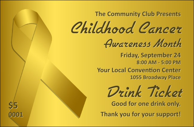 Childhood Cancer Awareness Month Drink Ticket Product Front