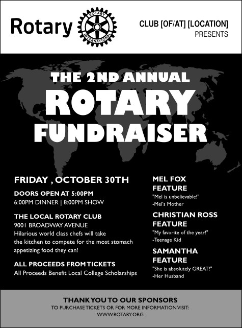 Rotary Club Black & White Flyer Product Front