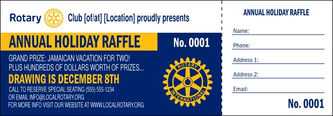 Rotary Standard Raffle Ticket Product Front