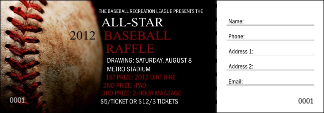 Baseball Stiches Raffle Ticket Product Front