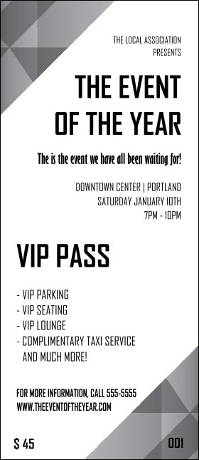 All Purpose Corners Black and White VIP Pass