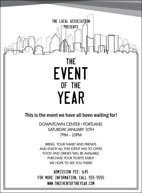 All Purpose Skyline Black and White  Invitation