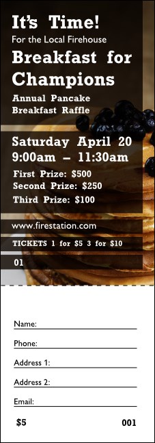 Pancake Stack Raffle Ticket Product Front