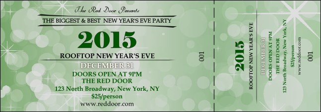Green Glitter Event Ticket Product Front