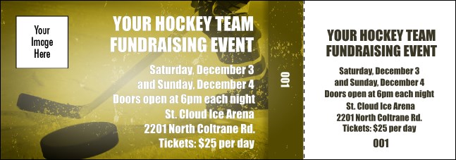 Hockey Yellow Event Ticket Product Front