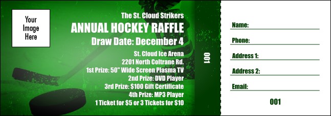 Hockey Green Raffle Ticket