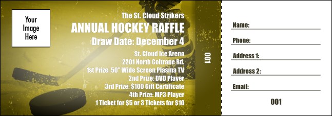 Hockey Yellow Raffle Ticket