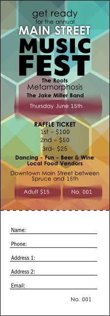 Music Festival Raffle Ticket Product Front