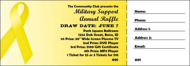 Yellow Ribbon Raffle Ticket Product Front