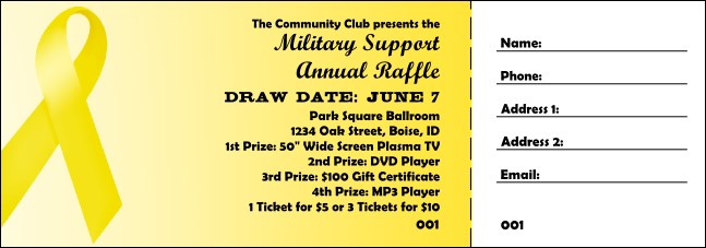 Yellow Ribbon Raffle Ticket