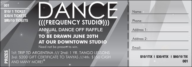 Dance Studio Raffle Ticket Product Front