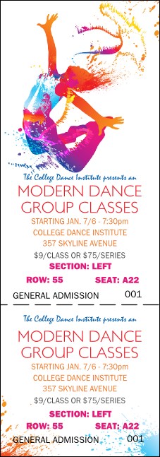Modern Dance Reserved Event Ticket Product Front