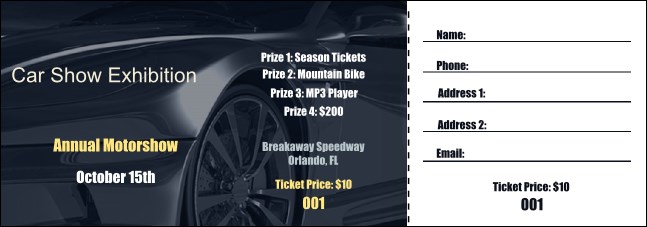 Car Show Speed Dial Raffle Ticket