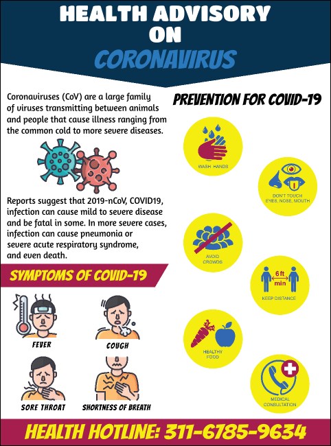CORONAVIRUS Prevention Symptoms Flyer