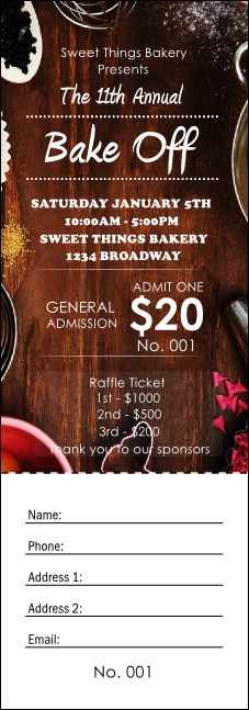 Baking Raffle Ticket Product Front