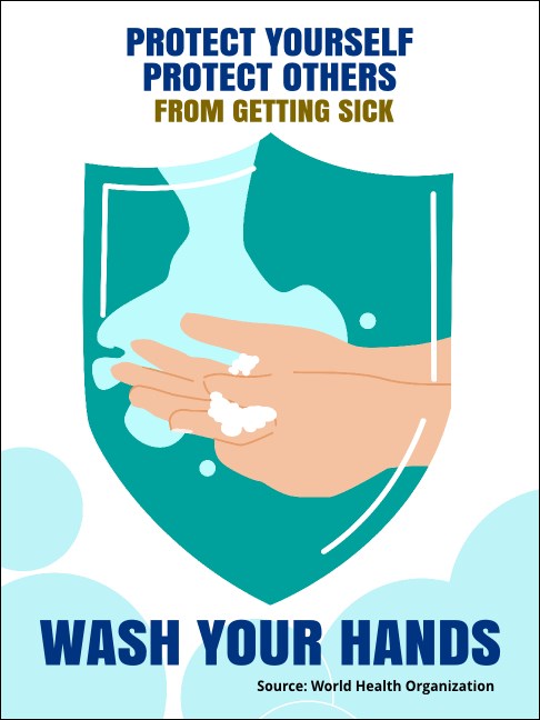 3" x 4" Wash Your Hands Economy Sticker Product Front