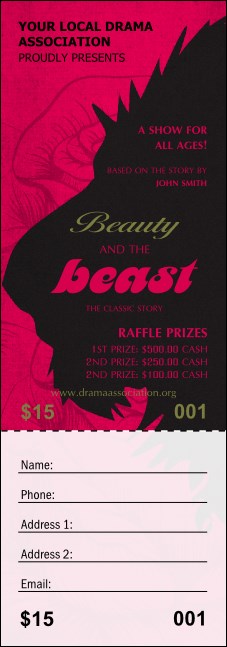 Beauty and the Beast Raffle Ticket Product Front