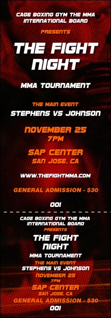 MMA The Fight Night Event Ticket Product Front